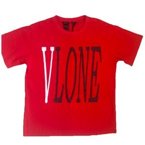 Vlone Staple Mens Red Black Short Sleeve Crew Neck T-Shirt Sz L Streetwear